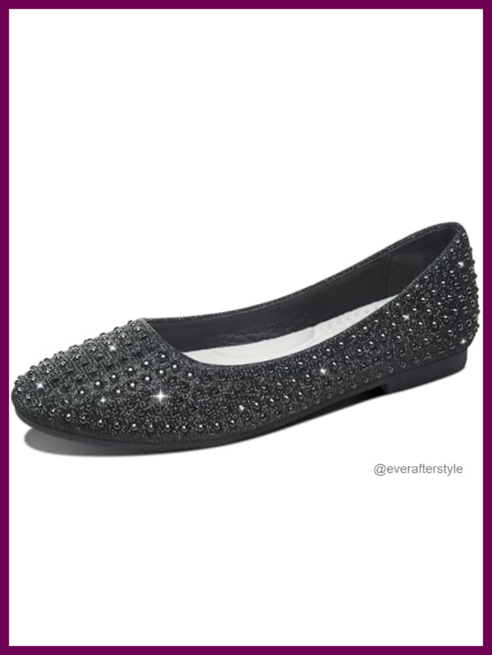 Rhinestone Ballet Flats Classic Round Toe Slip On Memory Foam Wedding Party